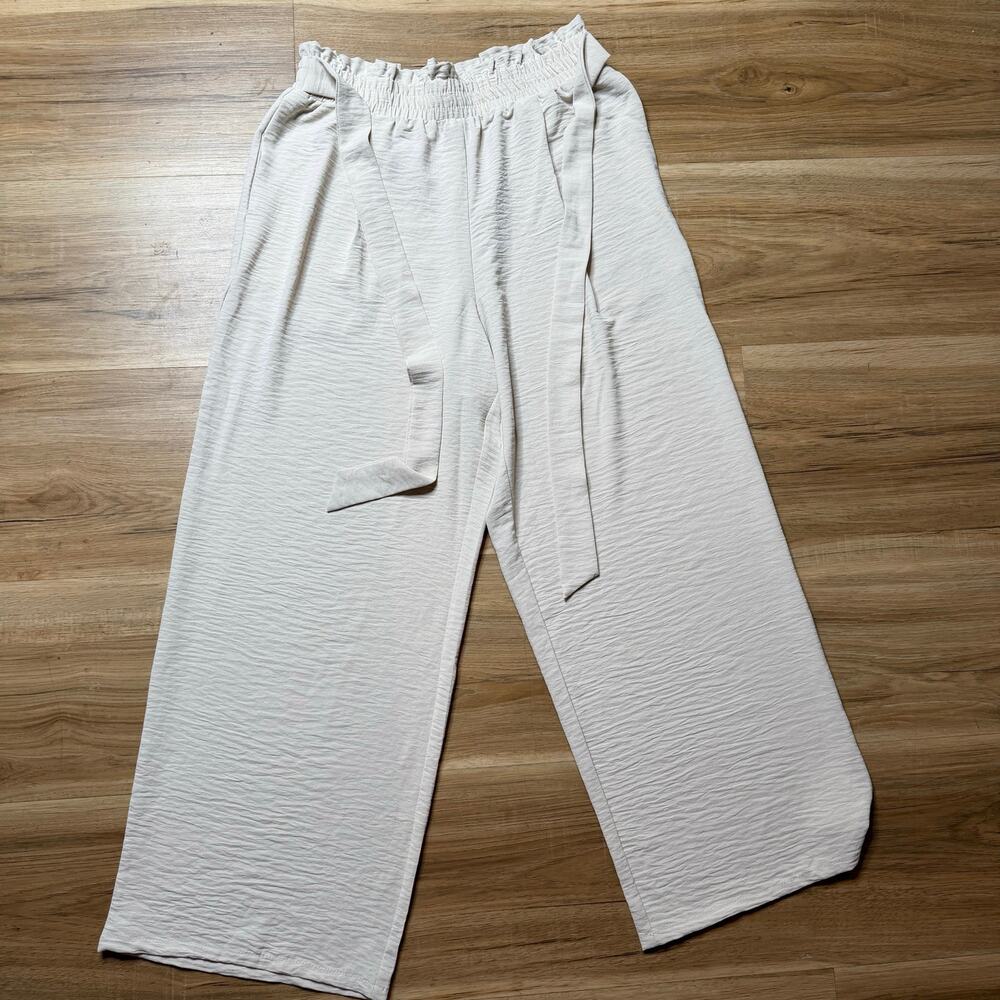Women’s White Wide Leg Lounge Pants – Size L